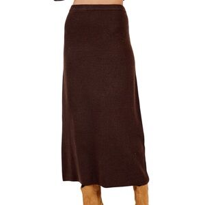 Jacqueline Ferrar Vtg 90s Long Chocolate Brown Knit Sweater Wrap Skirt Size L